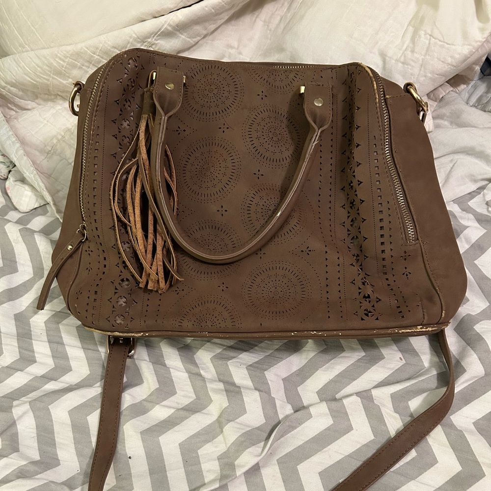 Franchesca’s Large Tote Purse w/ 2 Straps (Brown)
